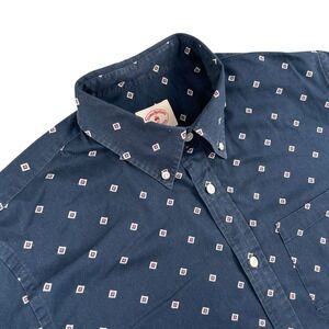 Brooks Brothers Red Fleece Shirt Mens L Navy‎ Long Sleeve Button Down Geometric